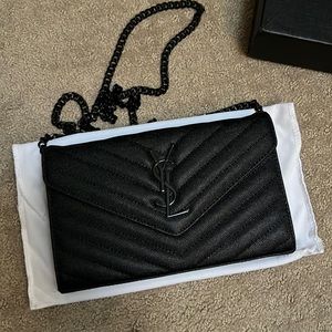 Black Pebble Leather YSL crossbody